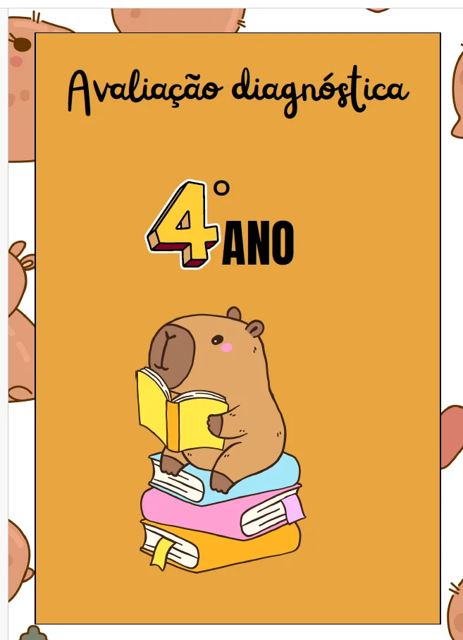 ✨📘 AVALIAÇÃO DIAGNÓSTICA – 4º ANO 📘✨CAPIVARA ANOS INICIAIS — capa do material