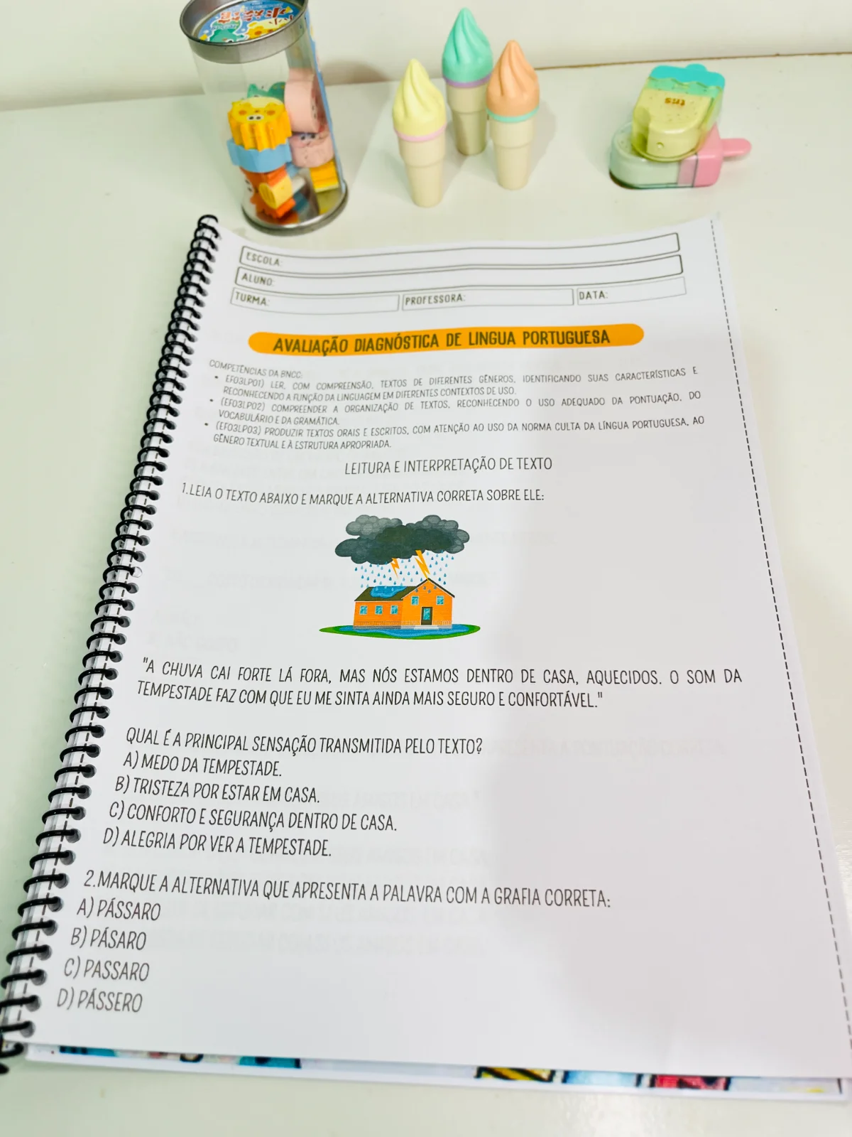 AVALIAÇÃO DIAGNÓSTICA 4° ANO - ENSINO FUNDAMENTAL — amostra 1: Uma apostila completa, desenvolvida de acordo com as…