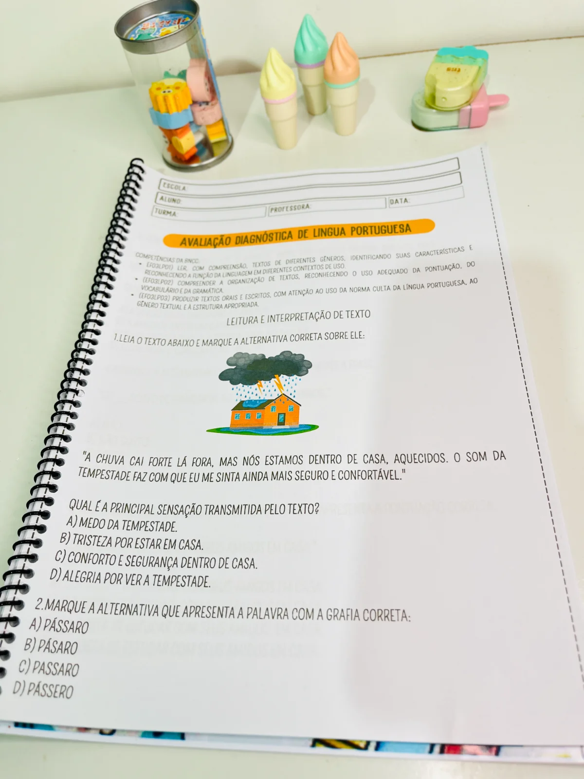 AVALIAÇÃO DIAGNÓSTICA 4° ANO - ENSINO FUNDAMENTAL — amostra 2: Uma apostila completa, desenvolvida de acordo com as…