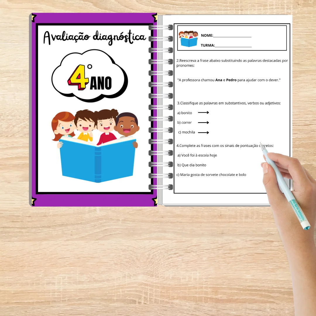 Avaliação Diagnóstica 4º Ano Ensino Fundamental — amostra 3: Apostila com 18 páginas de avaliação diagnóstica para o 4º…