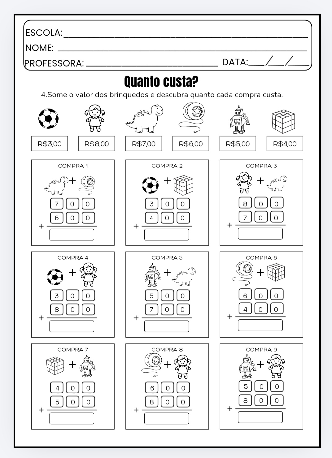 Avaliação Diagnóstica – 4º Ano Língua Portuguesa e Matemática — amostra 4: Avaliação Diagnóstica completa para o 4º ano do…