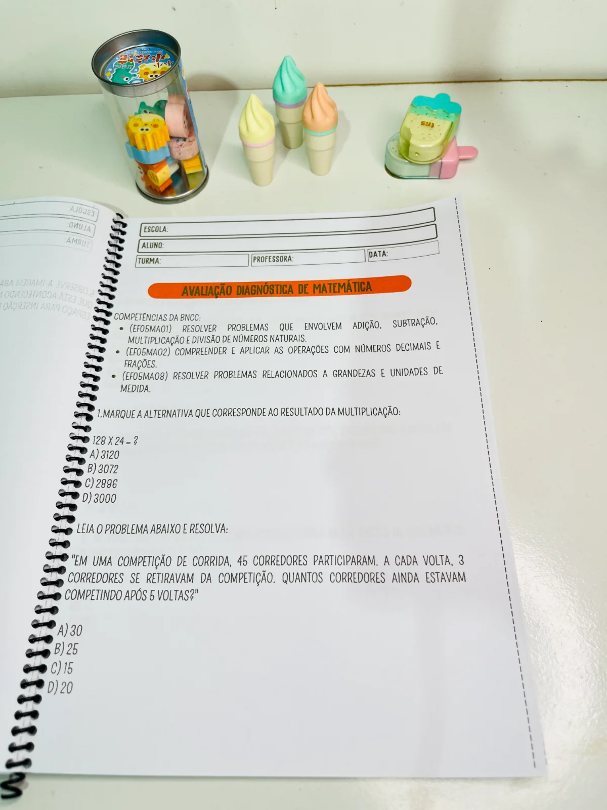 AVALIAÇÃO DIAGNÓSTICA 5° ANO - ENSINO FUNDAMENTAL — amostra 3: Uma apostila completa, elaborada conforme as competências e…
