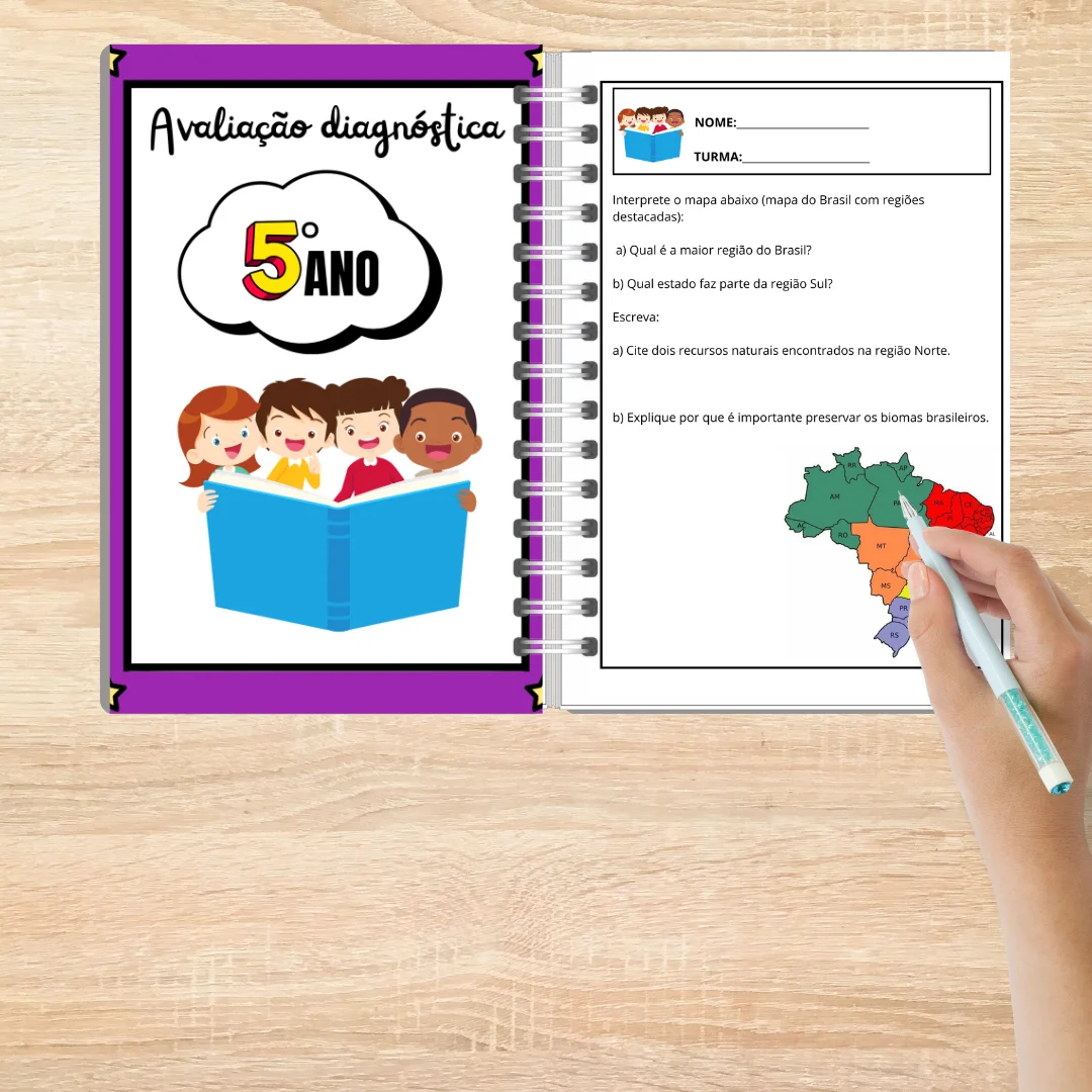 Avaliação Diagnóstica 5º Ano Ensino Fundamental — amostra 3: Apostila com 18 páginas de avaliação diagnóstica para o 5º…
