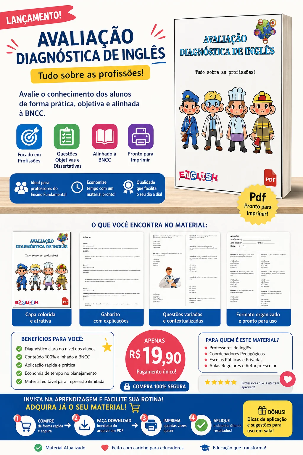 AVALIAÇÃO DIAGNÓSTICA DE INGLÊS – PROFESSIONS | PROFISSÕES ✏️✨ — amostra 2: A Avaliação Diagnóstica de Inglês – Professions…
