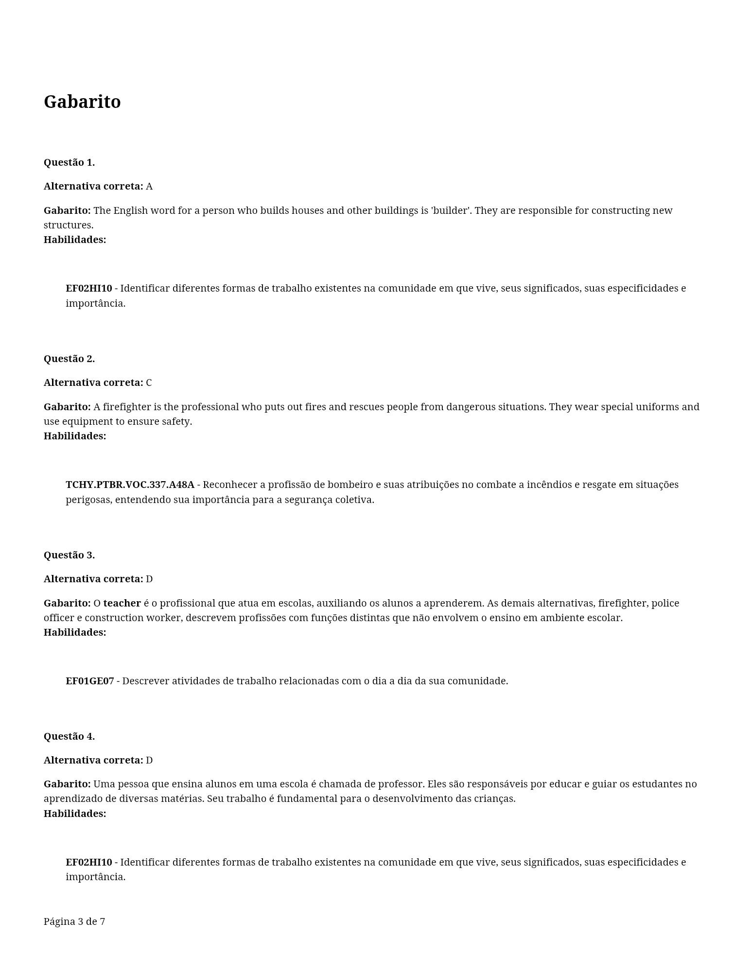 AVALIAÇÃO DIAGNÓSTICA DE INGLÊS – PROFESSIONS | PROFISSÕES ✏️✨ — amostra 7: A Avaliação Diagnóstica de Inglês – Professions…