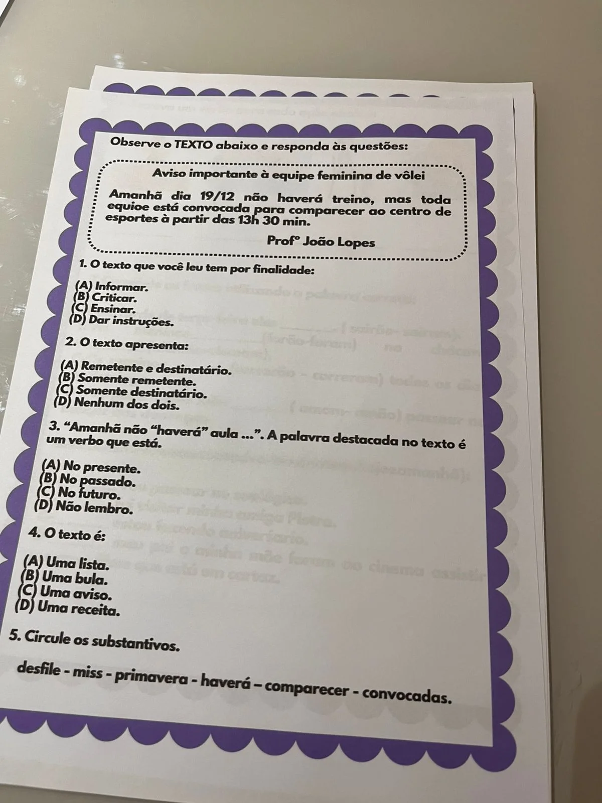 Avaliação Diagnóstica de Português 5º Ano — amostra 3: Avaliação diagnóstica de Língua Portuguesa para o 5º ano, com…