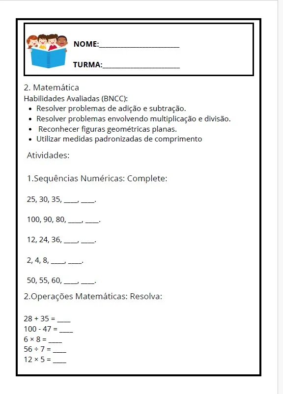 ✅Avaliação Diagnóstica do 3º Ano - ENSINO FUNDAMENTAL — amostra 2: Garanta uma visão clara do desempenho dos seus alunos…