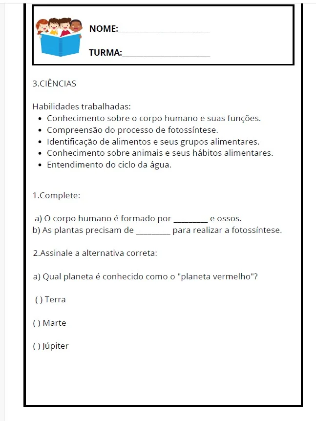 ✅Avaliação Diagnóstica do 4º Ano - ENSINO FUNDAMENTAL — amostra 3: Garanta uma visão clara do desempenho dos seus alunos…