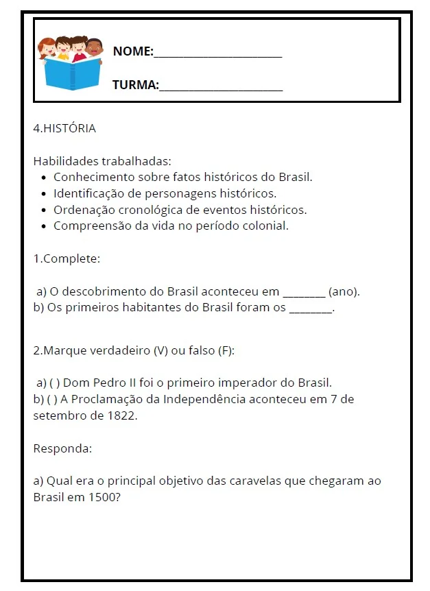 ✅Avaliação Diagnóstica do 4º Ano - ENSINO FUNDAMENTAL — amostra 4: Garanta uma visão clara do desempenho dos seus alunos…