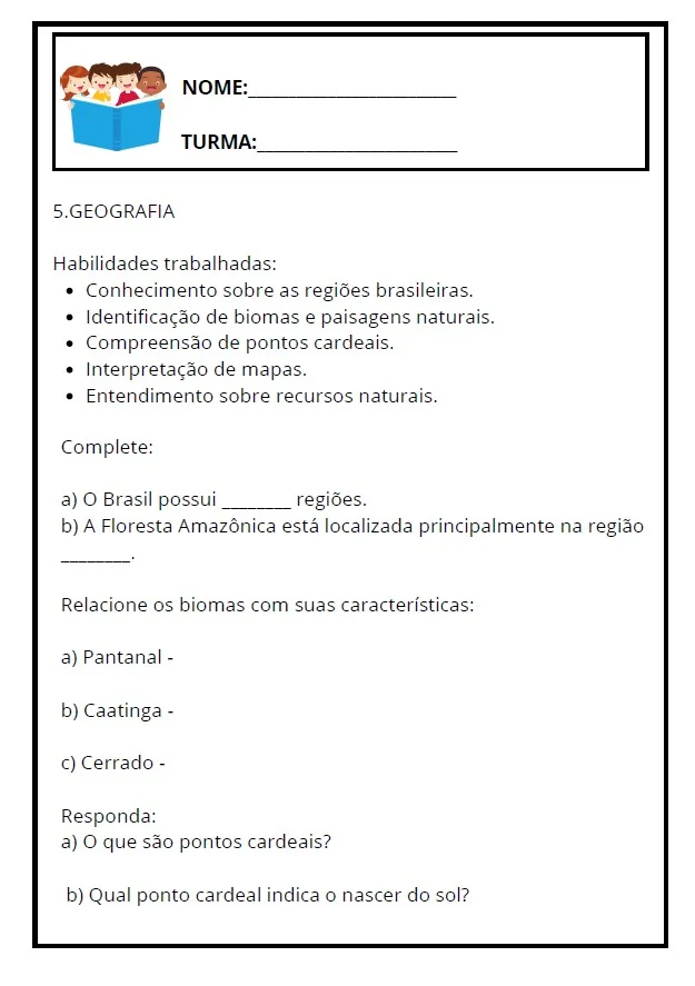 ✅Avaliação Diagnóstica do 5º Ano - ENSINO FUNDAMENTAL — amostra 5: Garanta uma visão clara do desempenho dos seus alunos…