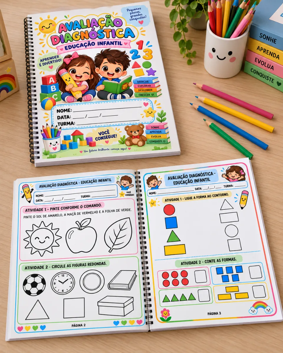 Avaliação Diagnóstica Educação Infantil — amostra 1: Um material completo, colorido e pensado especialmente para avaliar de…