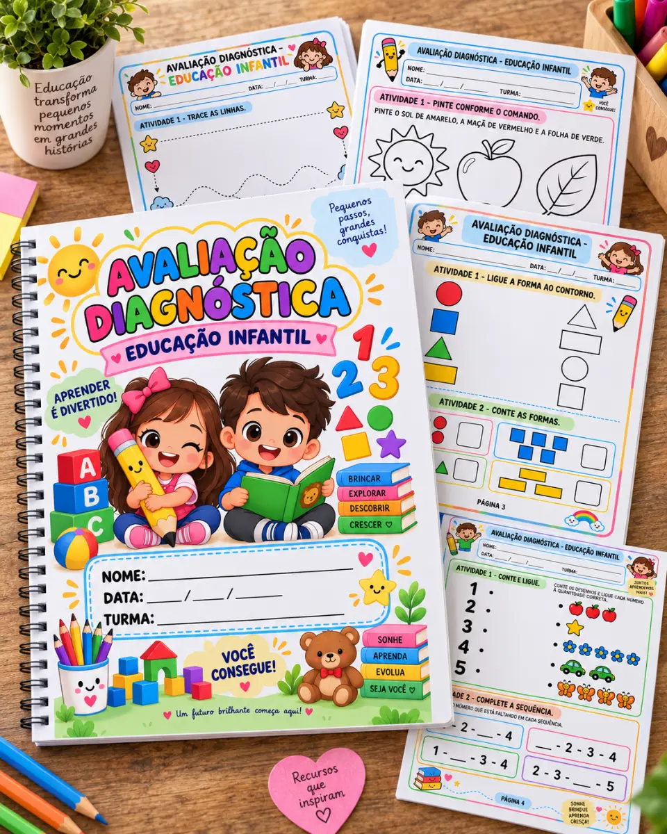 Avaliação Diagnóstica Educação Infantil — amostra 4: Um material completo, colorido e pensado especialmente para avaliar de…