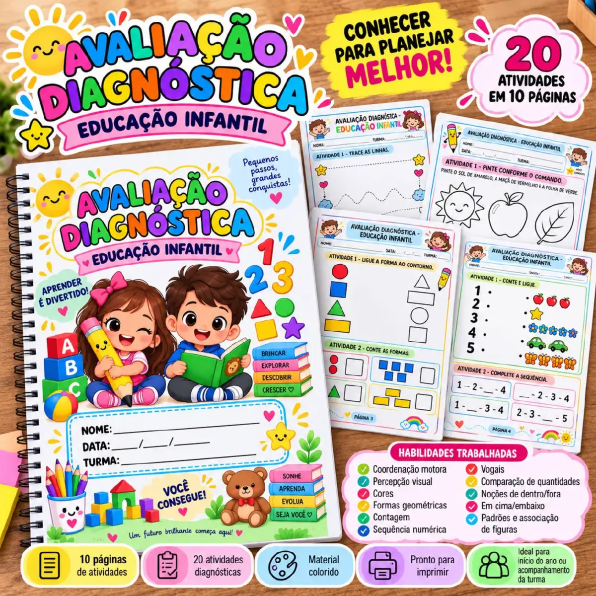 Avaliação Diagnóstica para Educação Infantil — Alfabetização para Educação Infantil: Um material colorido e lúdico para…