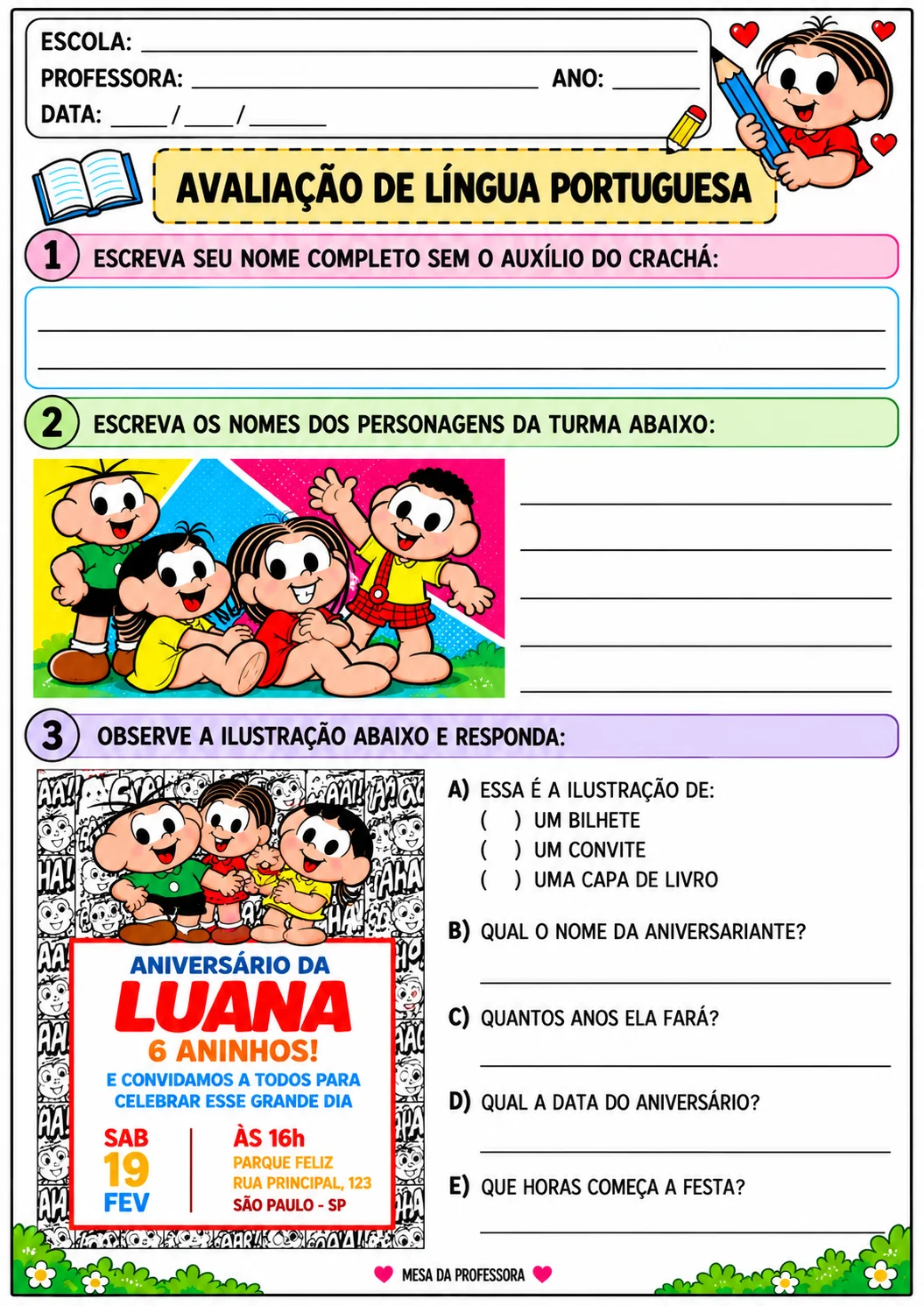 AVALIAÇÃO PORTUGUÊS - TURMA DA MÔNICA - CICLO DE ALFABETIZAÇÃO — capa do material