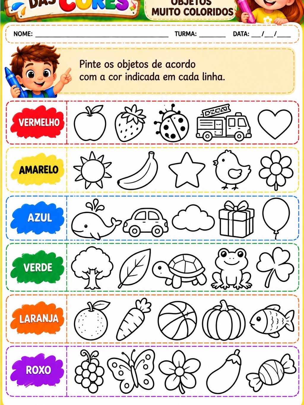 Aventuras das Cores: 10 Atividades Lúdicas para Educação Infantil — amostra 2: 10 atividades lúdicas sobre cores para… Aventuras das Cores: 10 Atividades Lúdicas para Educação Infantil — amostra 2: 10 atividades lúdicas sobre cores para…