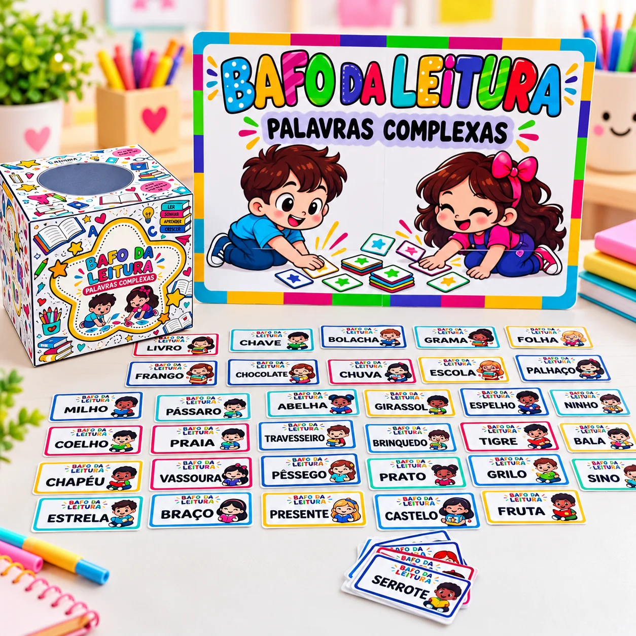 Bafo da Leitura – 50 Cards de Palavras Sílabas Complexas — Alfabetização para Educação Infantil: Jogo Bafo da Leitura com…