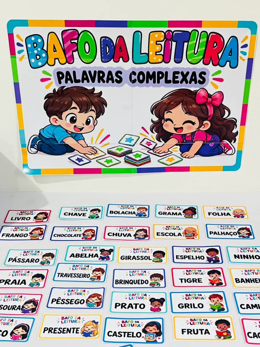 Bafo da Leitura – Jogo das Palavras Complexas — amostra 3: Jogo de leitura com 50 cards de palavras complexas e caixa…