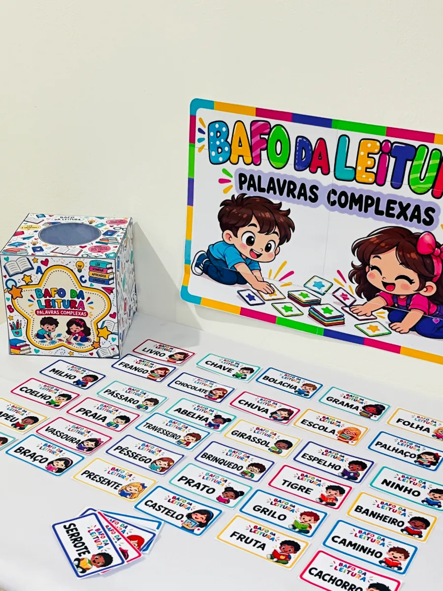Bafo da Leitura – Jogo das Palavras Complexas — amostra 5: Jogo de leitura com 50 cards de palavras complexas e caixa…