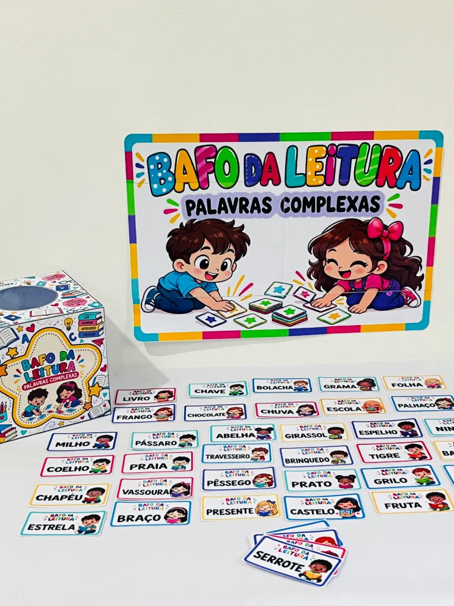 Bafo da Leitura – Jogo das Palavras Complexas — amostra 6: Jogo de leitura com 50 cards de palavras complexas e caixa…
