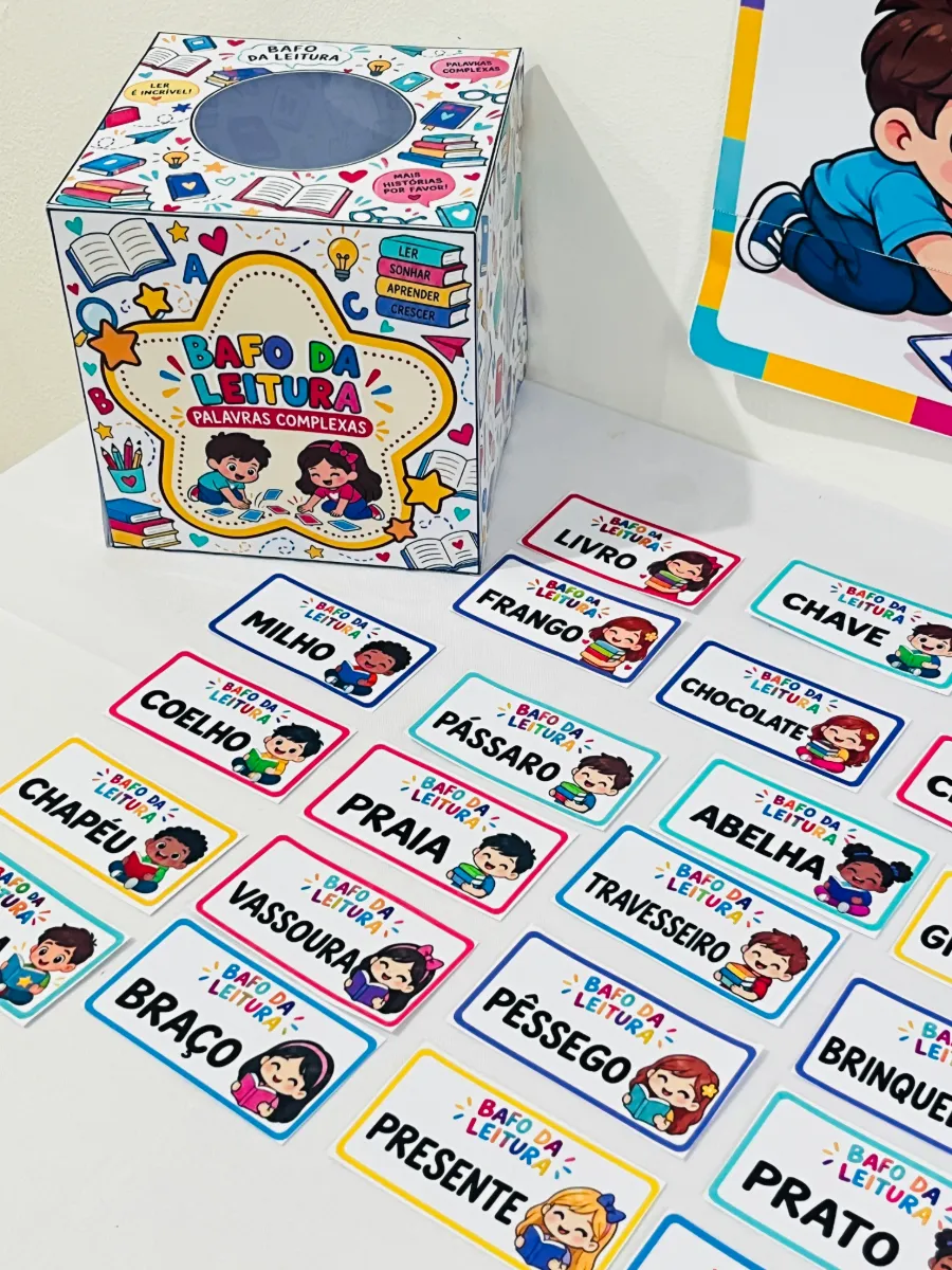 Bafo da Leitura – Palavras Complexas | 50 Cards + Caixa — amostra 5: 💡 A proposta permite transformar a leitura em uma…