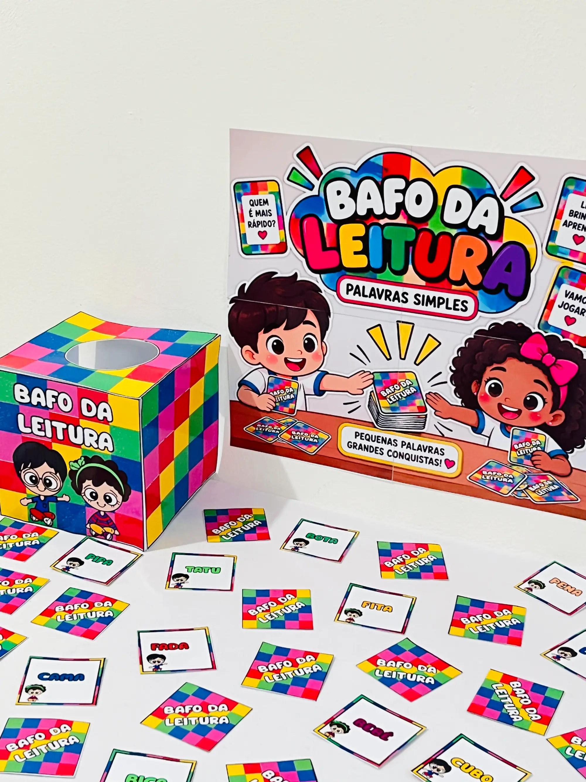 Bafo da Leitura – Virou, Leu! Jogo de Alfabetização — amostra 5: Jogo de leitura com 48 cards de palavras simples para…
