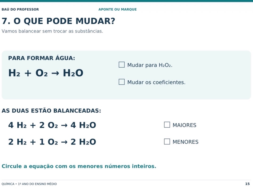Balanceamento Químico Adaptado para AEE – 1º Ano do Ensino Médio — amostra 5: Balanceamento químico adaptado para AEE e 1º…