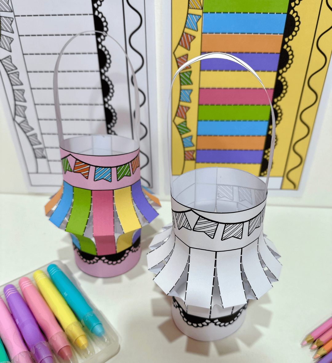 Balão 3D Festa Junina: PDF colorido e para colorir — amostra 2: O que acompanha o material
