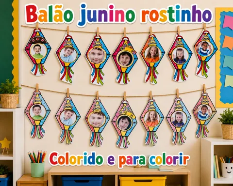 Balão junino rostinho — capa do material