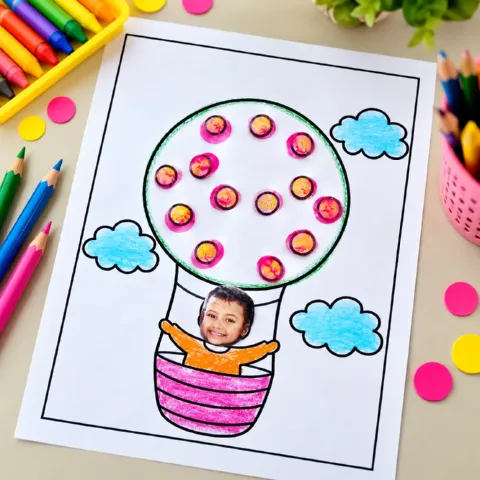 Balão Mágico – Atividade para o Dia das Crianças com Foto — amostra 3: Atividade de Dia das Crianças com balão para colorir…