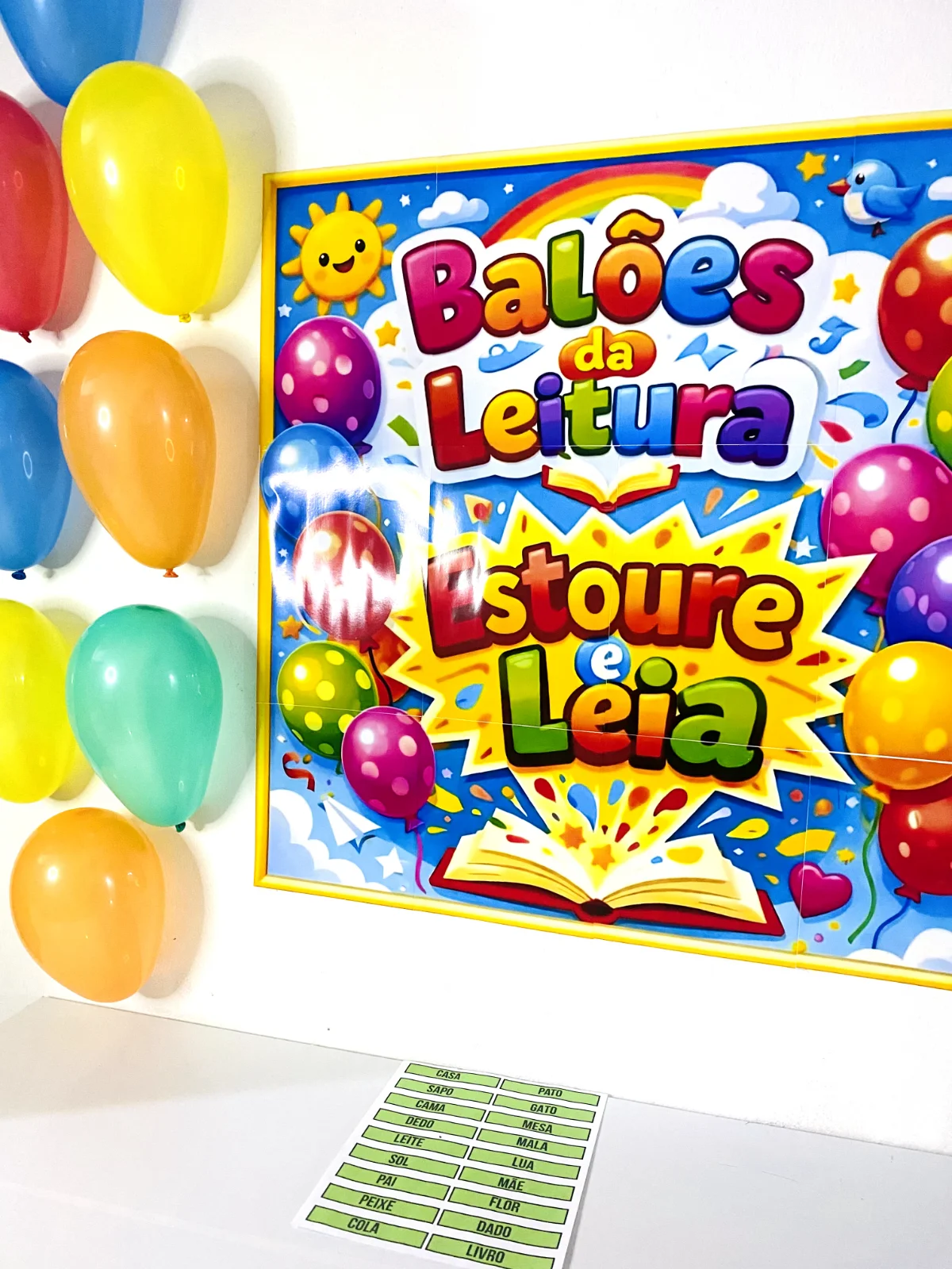 Balões da Leitura – Recurso Lúdico de Alfabetização — amostra 2: Balões da Leitura: recurso com painel e 40 fichas de…