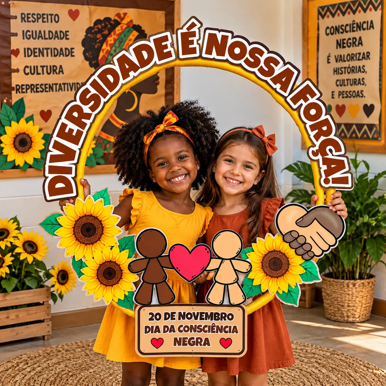 Bambolê Consciência Negra – Painel Decorativo PDF — amostra 3: Bambolê Consciência Negra em PDF com letras ampliadas,…