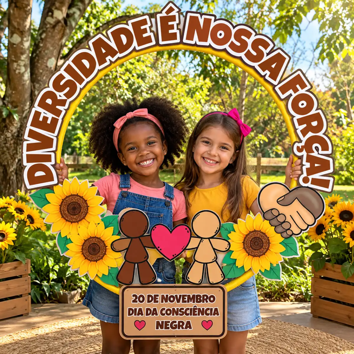 Bambolê Consciência Negra – Painel Decorativo PDF — amostra 1: Bambolê Consciência Negra em PDF com letras ampliadas,…