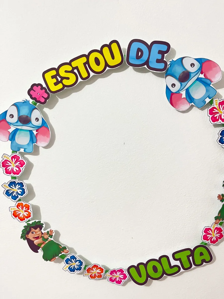 Bambolê Decorado Stitch Volta às Aulas PDF — amostra 1: Moldes para Bambolê Decorado Stitch #EstouDeVolta em PDF para…