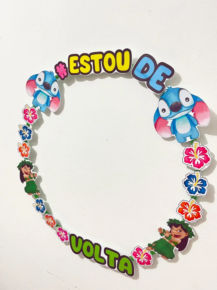 Bambolê Decorado Stitch Volta às Aulas PDF — Datas comemorativas para Educação Infantil: Moldes para Bambolê Decorado…