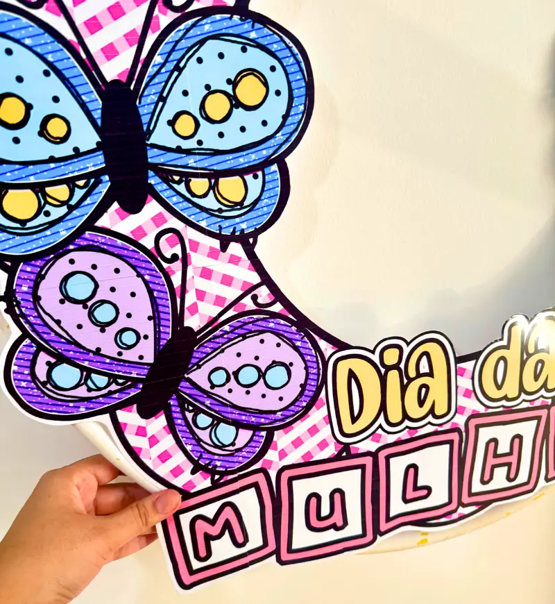 Bambolê Dia da Mulher: decoração em PDF para imprimir — amostra 1: Bambolê Dia da Mulher para decorar e fotografar