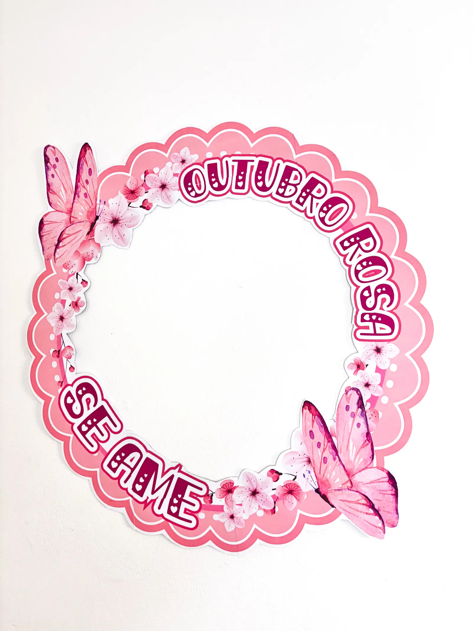 Bambolê Outubro Rosa: Moldura Interativa para Fotos — amostra 3: Moldura para bambolê Outubro Rosa em PDF