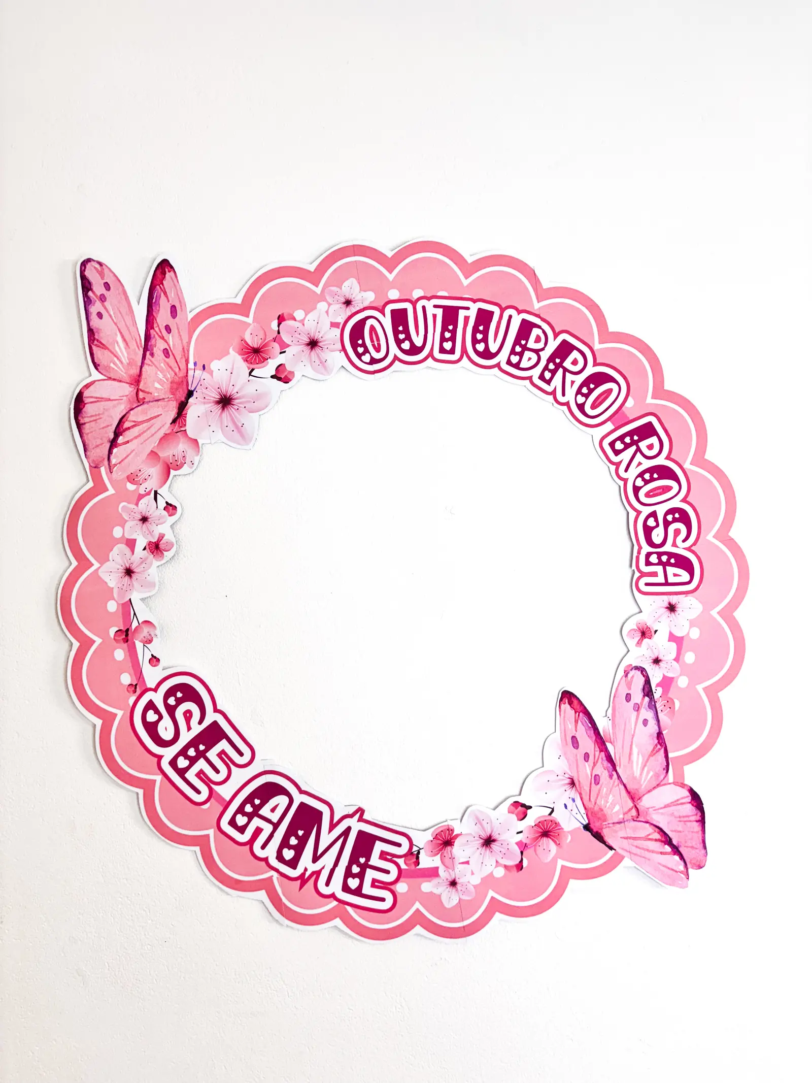 Bambolê Outubro Rosa: Moldura Interativa para Fotos — amostra 7: Moldura para bambolê Outubro Rosa em PDF