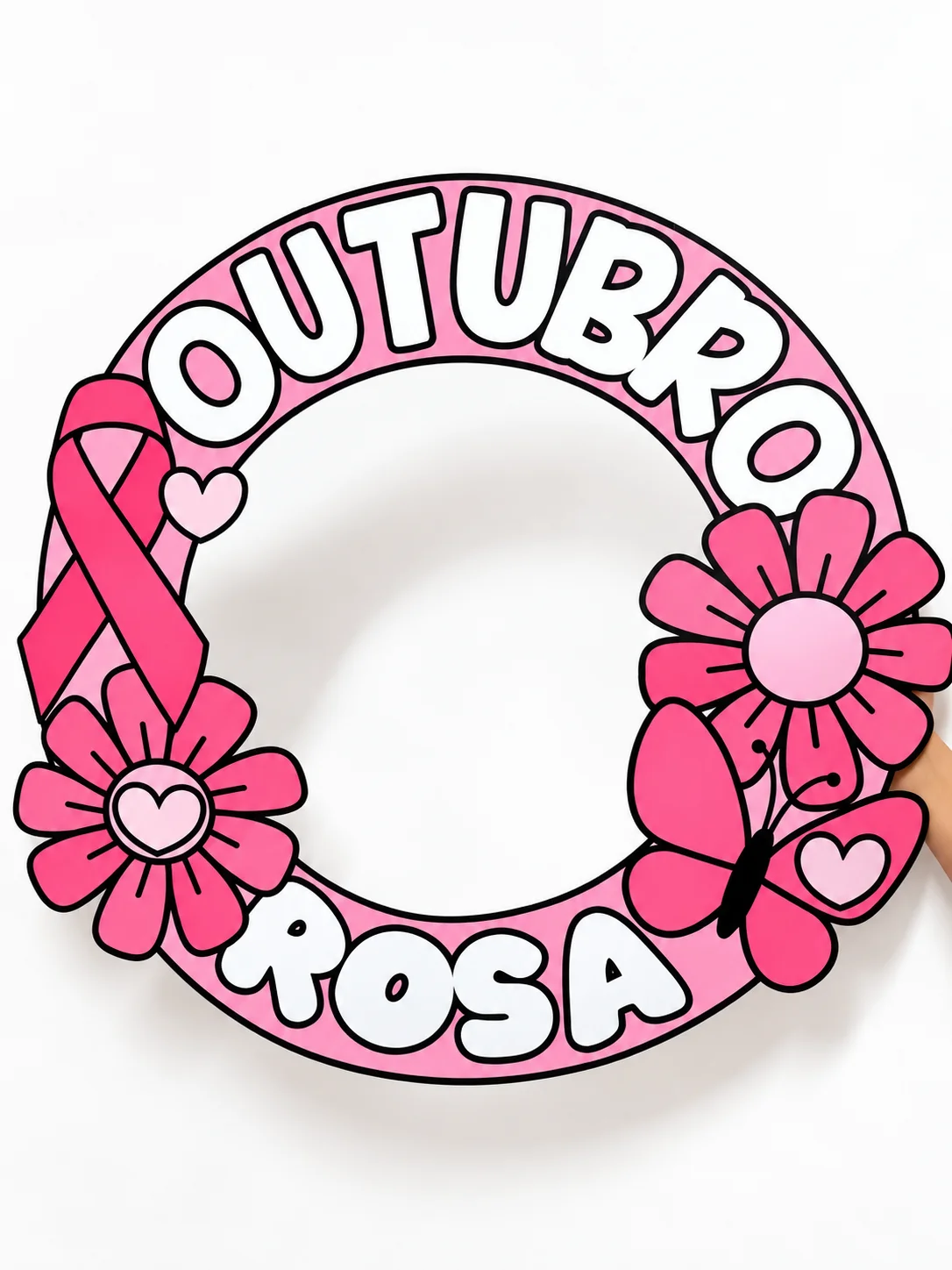 Bambolê Outubro Rosa para Imprimir – Moldura para Fotos — capa do material
