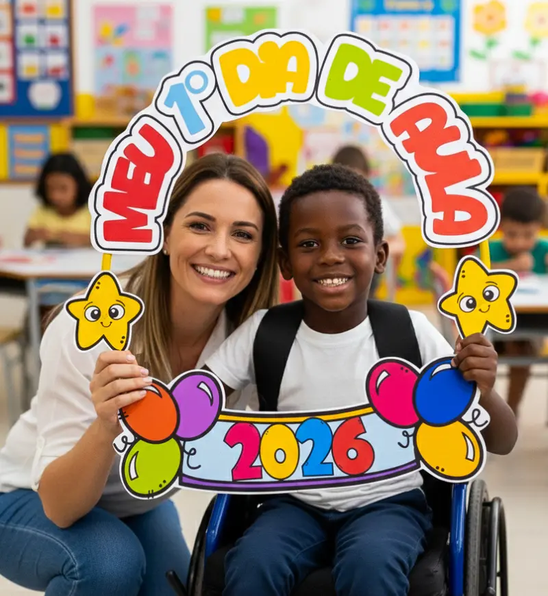 Bambolê para Fotos do Primeiro Dia de Aula em PDF — amostra 3: Como usar em sala de aula
