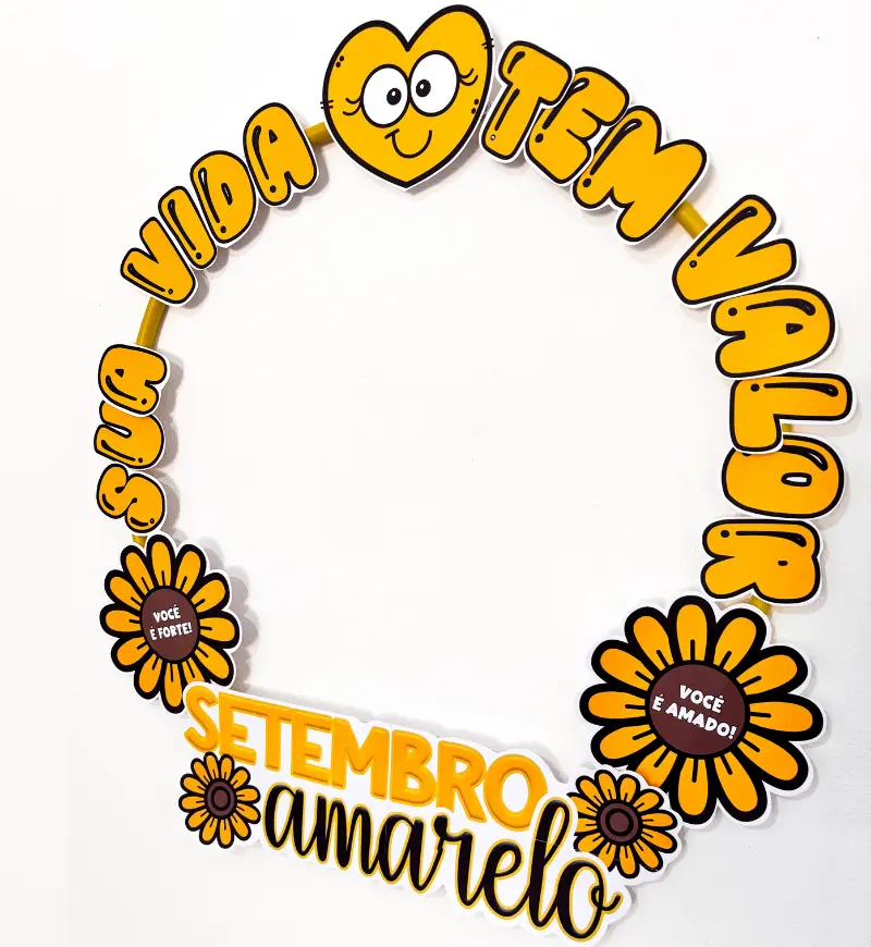 Bambolê Setembro Amarelo: Moldura em PDF para Fotos na Escola — amostra 3: Como usar na escola e em sala de aula