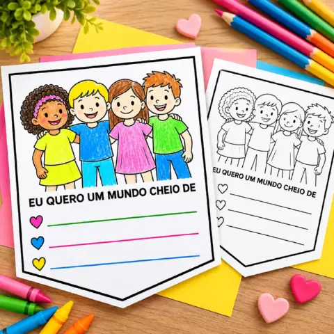 Bandeirinha da Diversidade para Colorir e Escrever — amostra 2: Bandeirinha da diversidade para imprimir, colorir e…