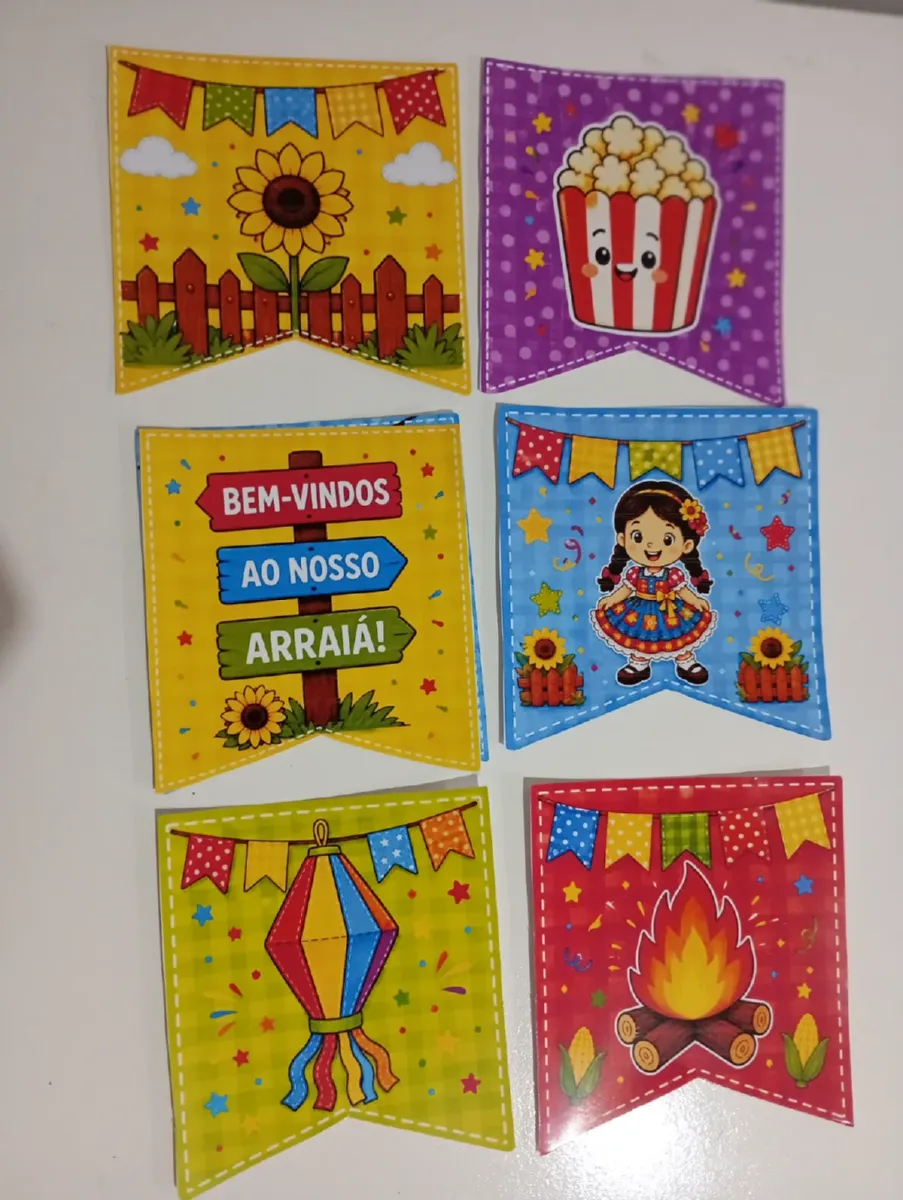 Bandeirinhas Arraiá ( Coloridas E Para Colorir) — Alfabetização para Educação Infantil: Material pedagógico digital em PDF:…
