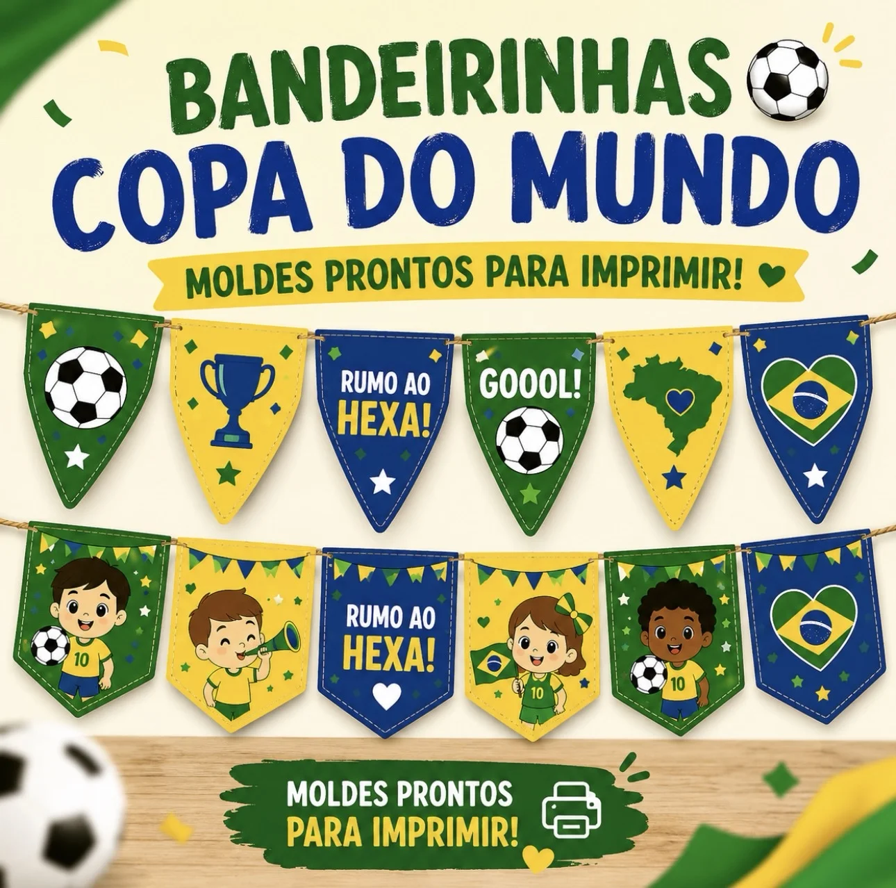 Bandeirinhas copa do mundo — amostra 1: *⚽🇧🇷 BANDEIRINHAS COPA DO MUNDO 🇧🇷⚽* 📁 Moldes prontos para imprimir 🖨️…