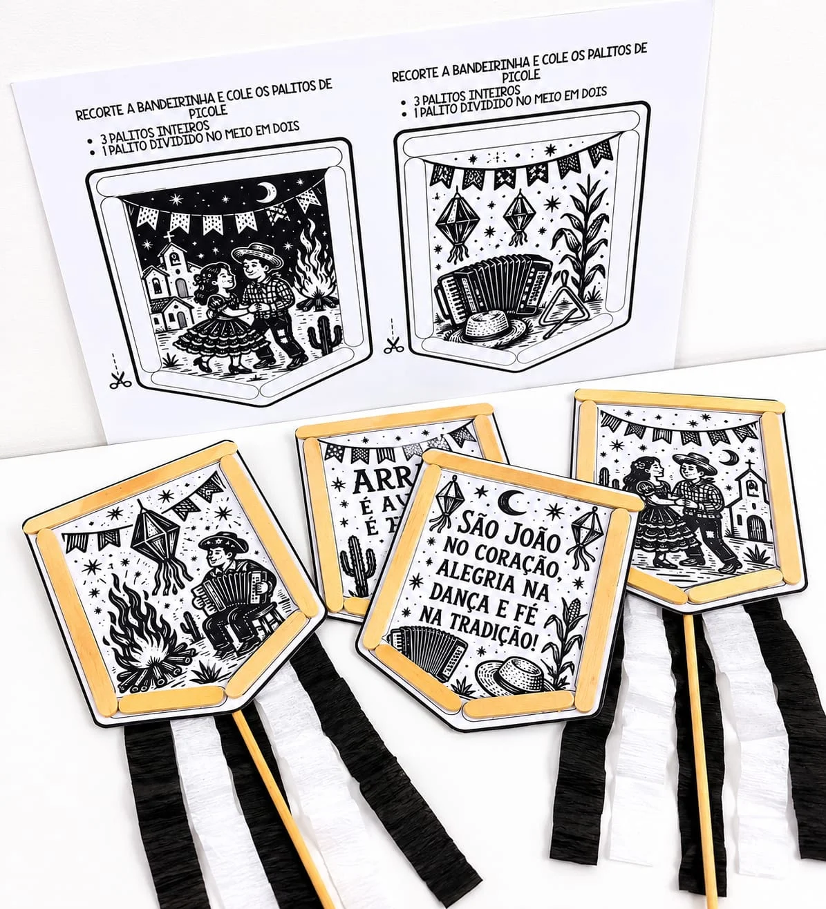 Bandeirinhas de cordel Junino. – Material Pedagógico — amostra 3: Esta atividade interativa junina de cordel une…