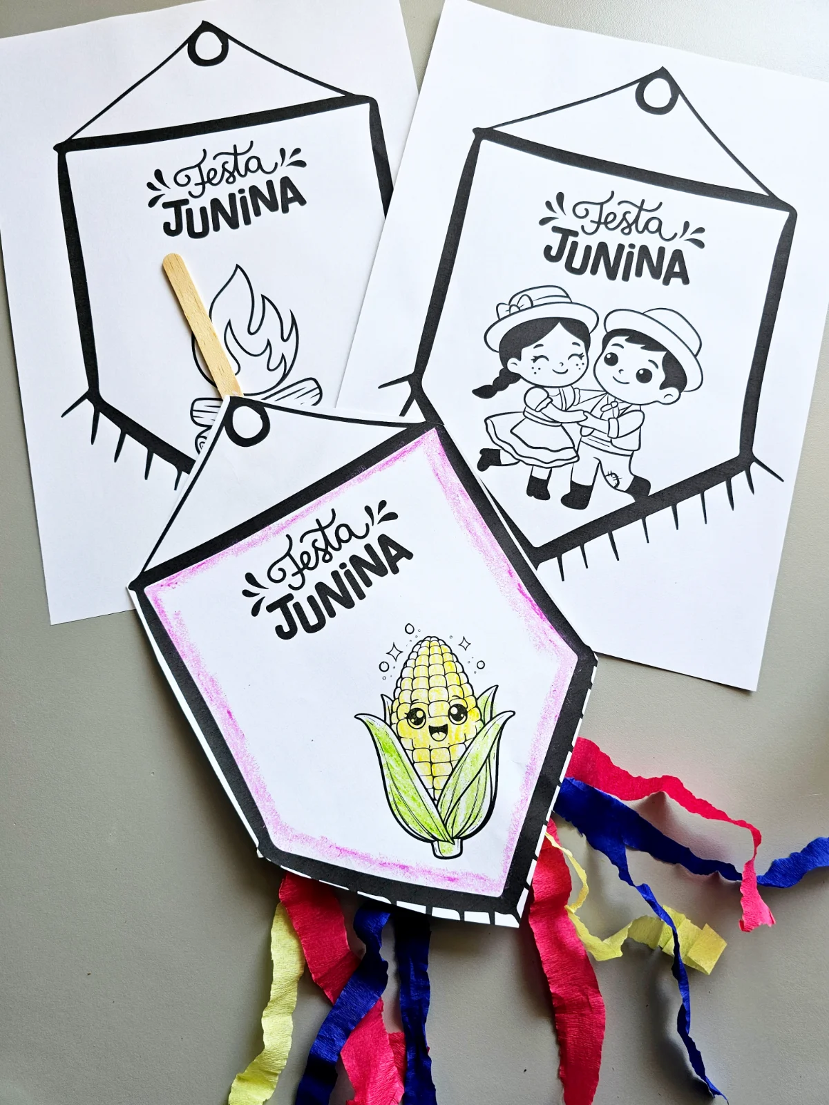 Bandeirinhas Juninas! — amostra 2: Arquivo digital com 3 modelos de bandeirinhas juninas prontas para imprimir