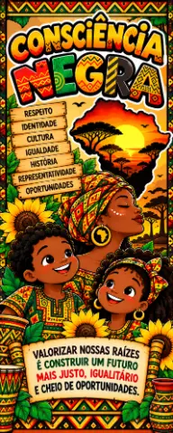 BANNER DECORATIVO DA CULTURA E DIVERSIDADE CONSCIÊNCIA NEGRA — amostra 1: Banner de Porta para o Dia da Consciência Negra…