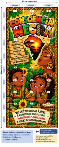 BANNER DECORATIVO DA CULTURA E DIVERSIDADE CONSCIÊNCIA NEGRA — amostra 2: Banner de Porta para o Dia da Consciência Negra…