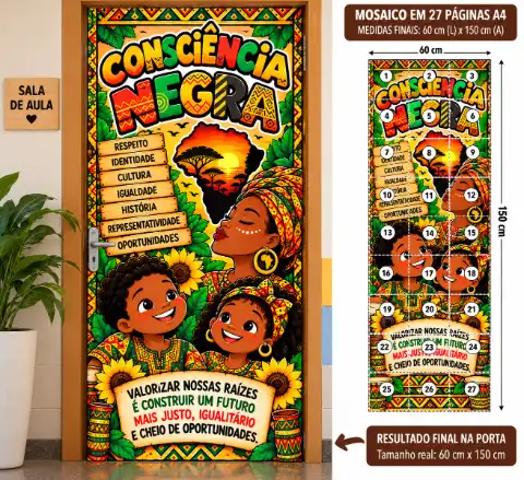 BANNER DECORATIVO DA CULTURA E DIVERSIDADE CONSCIÊNCIA NEGRA — Atividades para Ensino Fundamental I (1º–5º): Banner de…