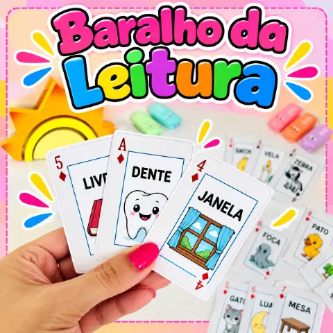 Baralho da Leitura – 50 Cartas Ilustradas para Alfabetização — capa do material