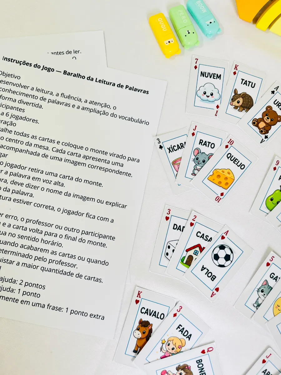 Baralho da Leitura - Recurso Pedagógico: Alfabetização — amostra 4: Um Recurso pedagógico colorido e atrativo perfeito para…
